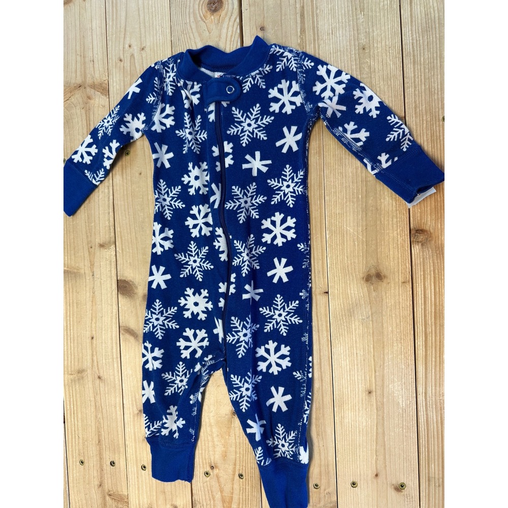 Hanna Andersson Blue Snowflake Pajamas Baby 60cm‎ 3-6 Months Organic